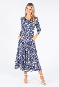 Long Sleeve Polka Dot Midi Dress