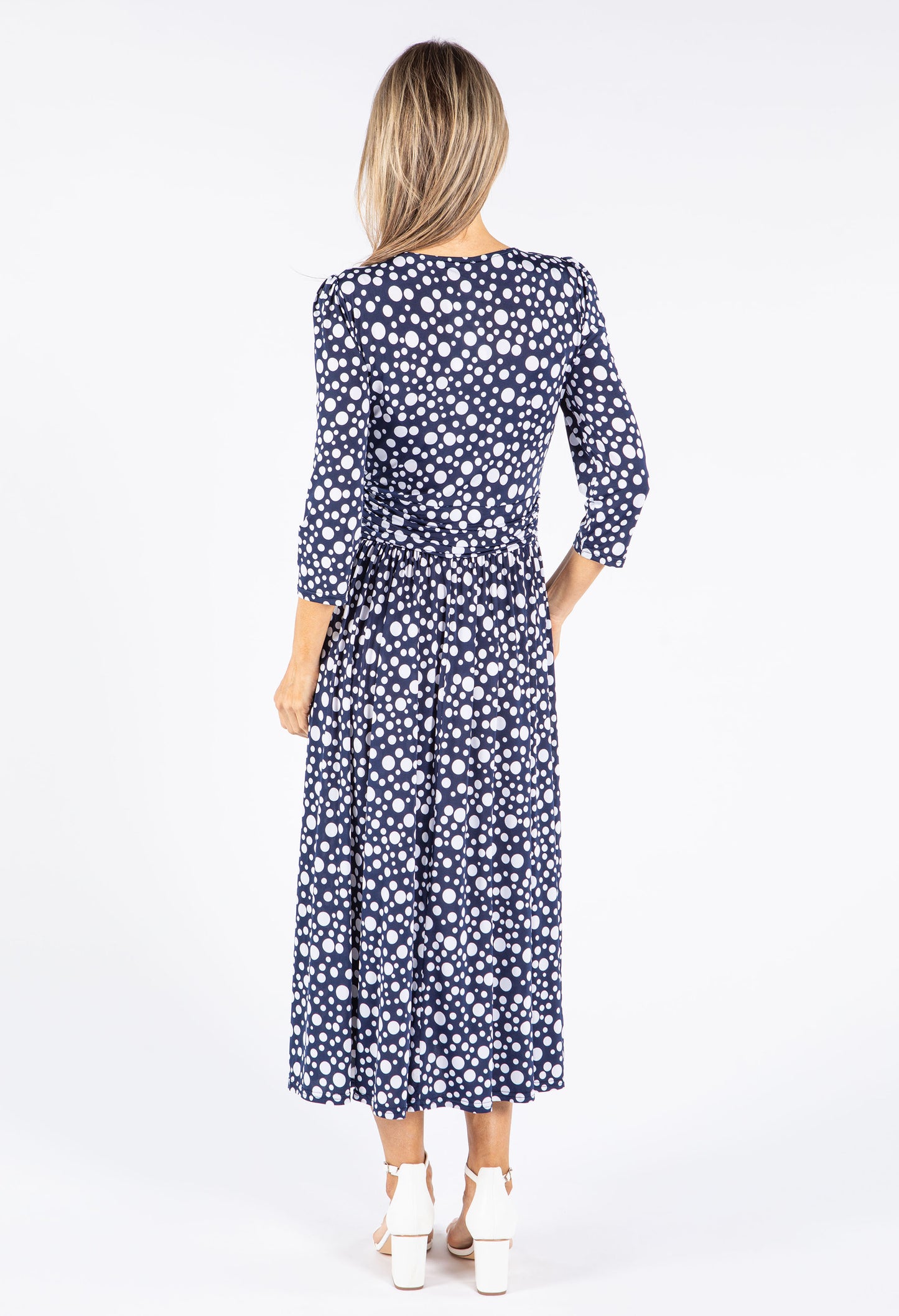 Long Sleeve Polka Dot Midi Dress