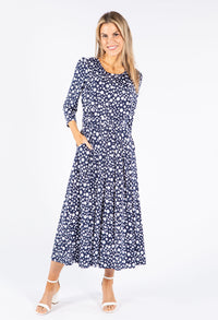 Long Sleeve Polka Dot Midi Dress