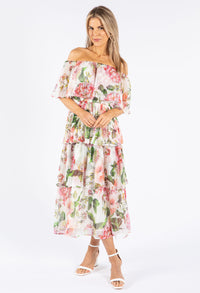 Tiered Floral Midi Dress