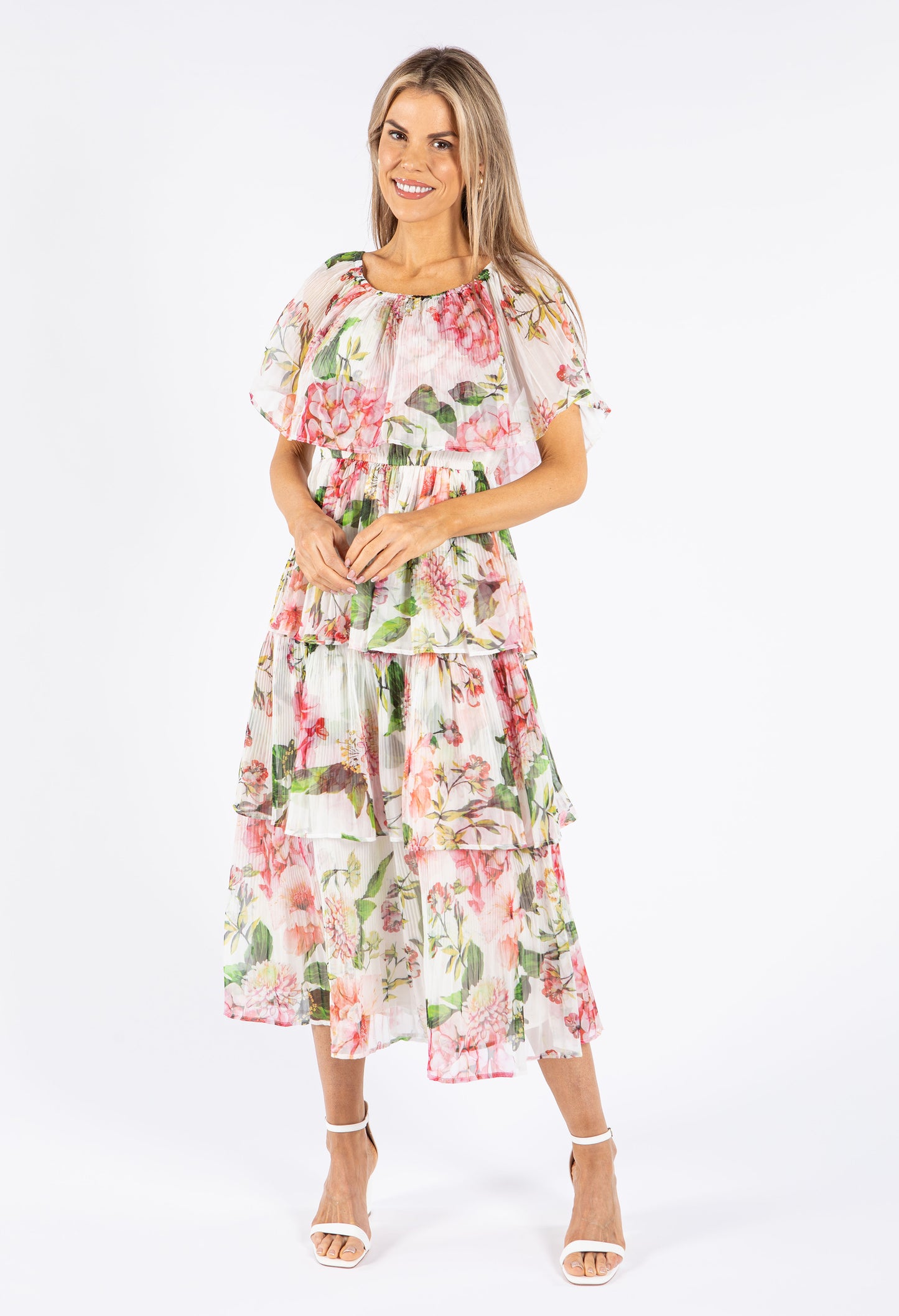 Tiered Floral Midi Dress