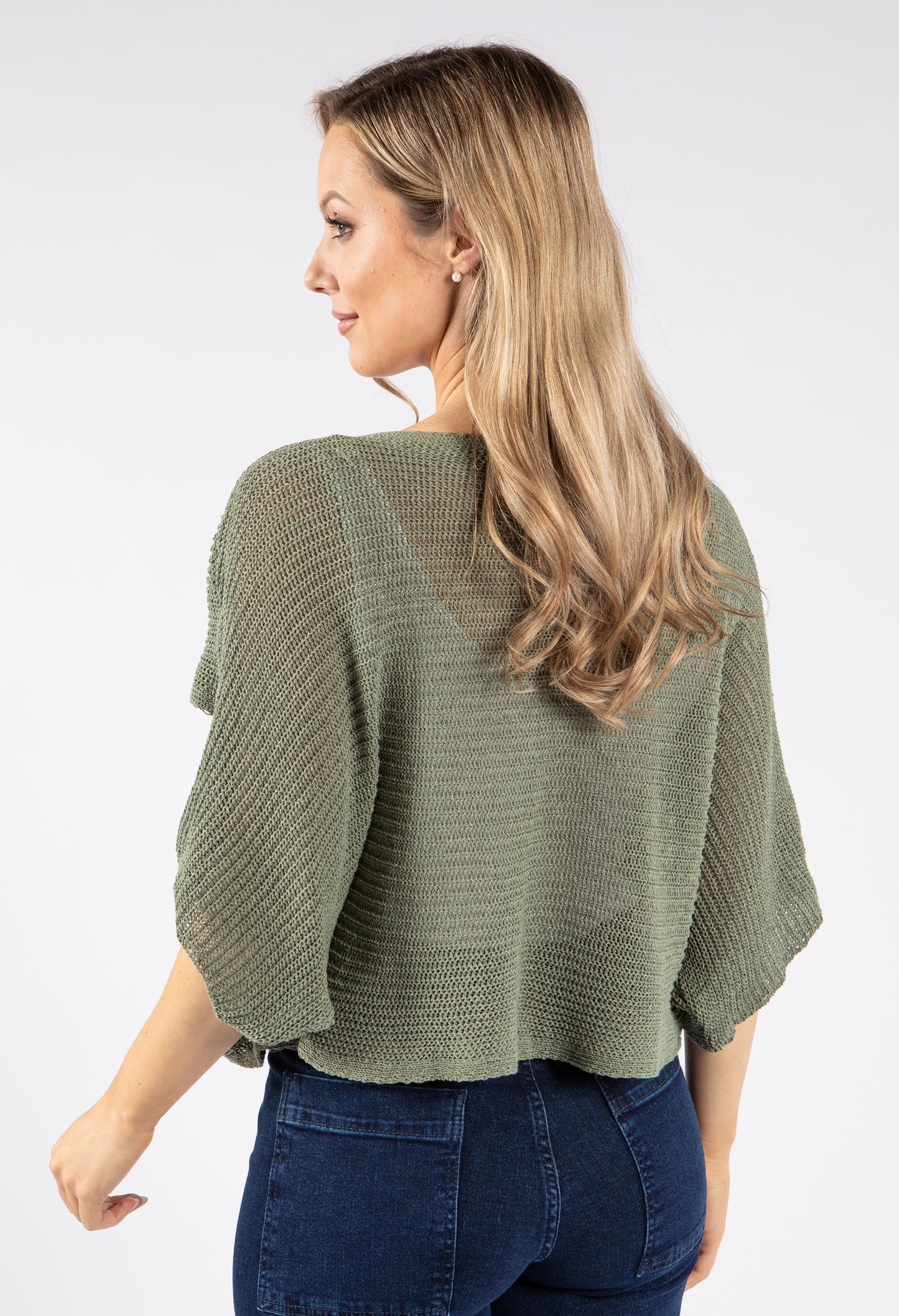 Knit Front Crossover Pullover