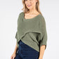 Knit Front Crossover Pullover