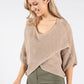 Knit Front Crossover Pullover