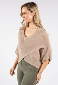 Knit Front Crossover Pullover