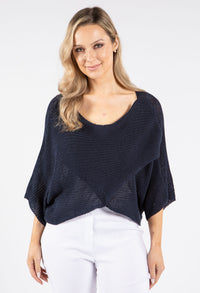 Knit Front Crossover Pullover