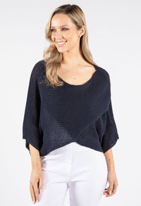 Knit Front Crossover Pullover