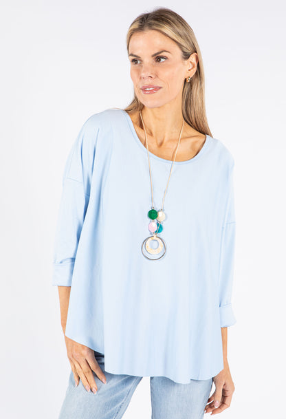 Soft Sleeve Top with Necklace