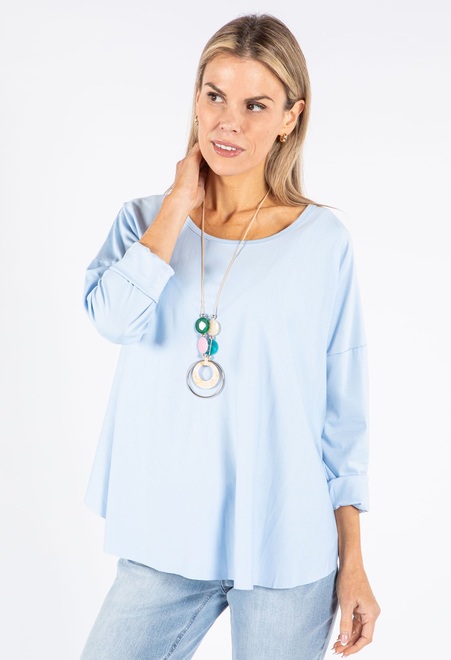 Soft Sleeve Top with Necklace