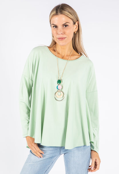 Soft Sleeve Top with Necklace