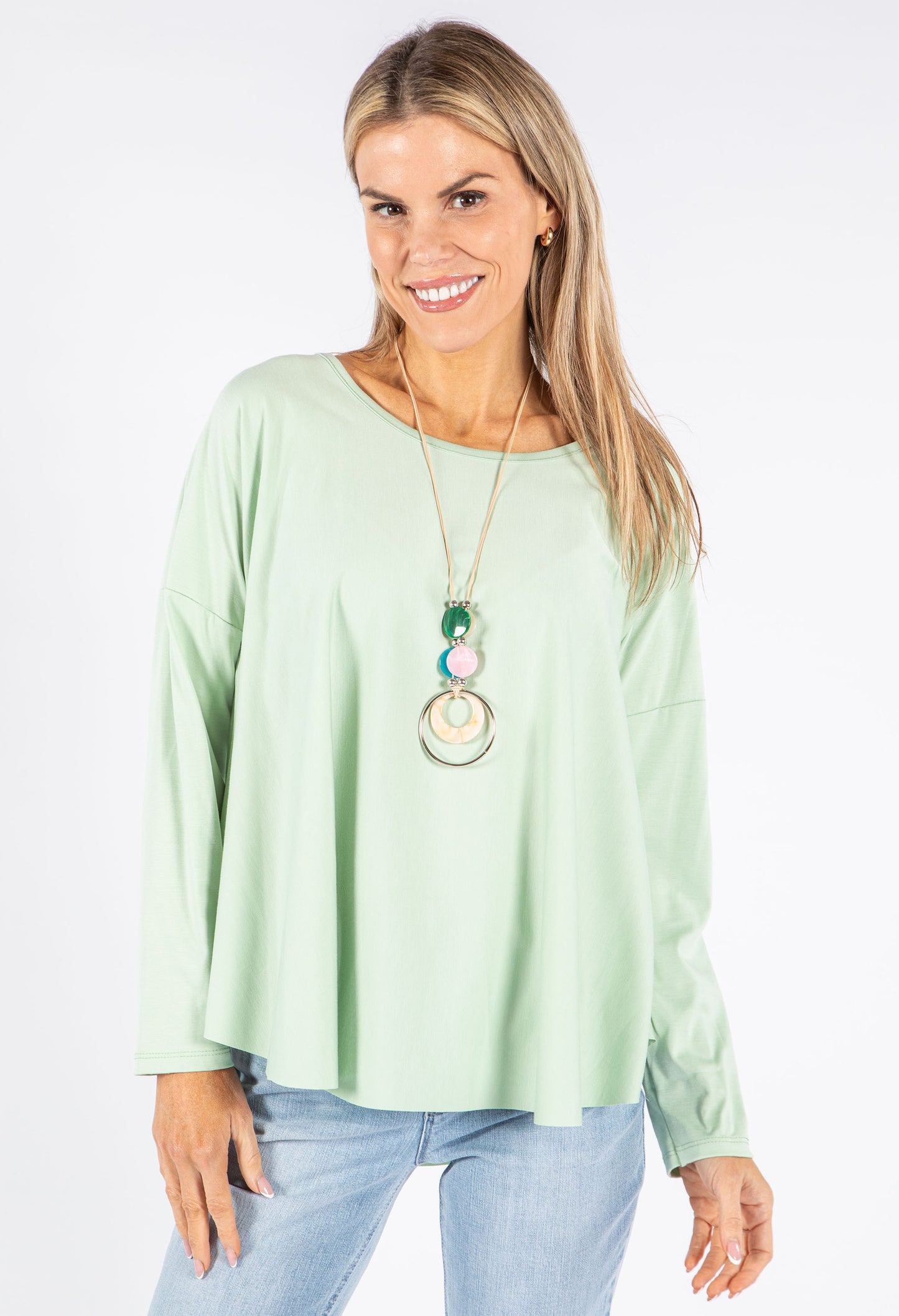 Soft Sleeve Top with Necklace