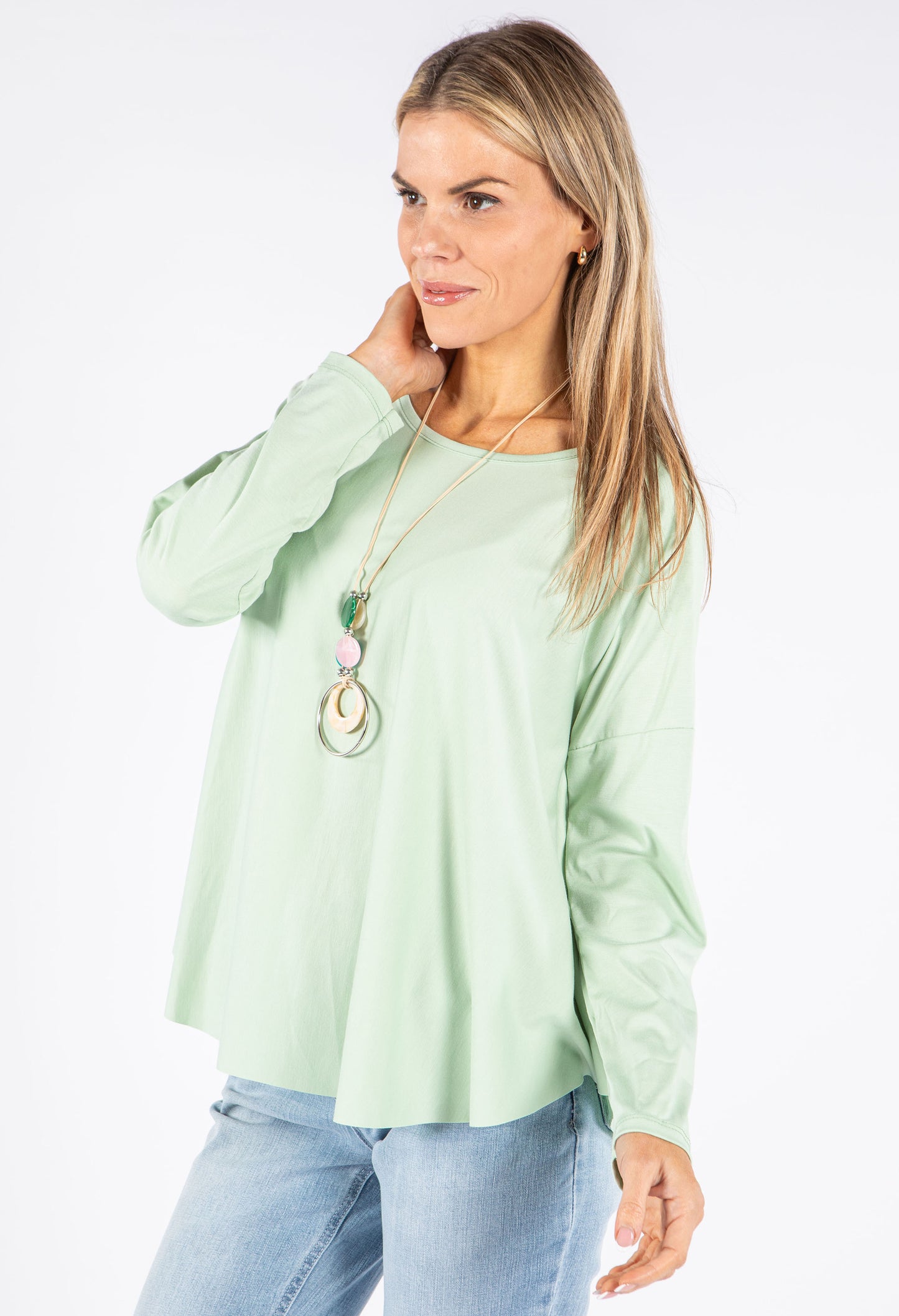 Soft Sleeve Top with Necklace