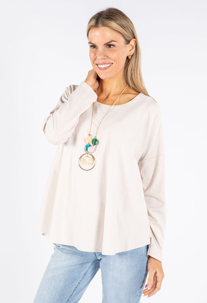 Soft Sleeve Top with Necklace