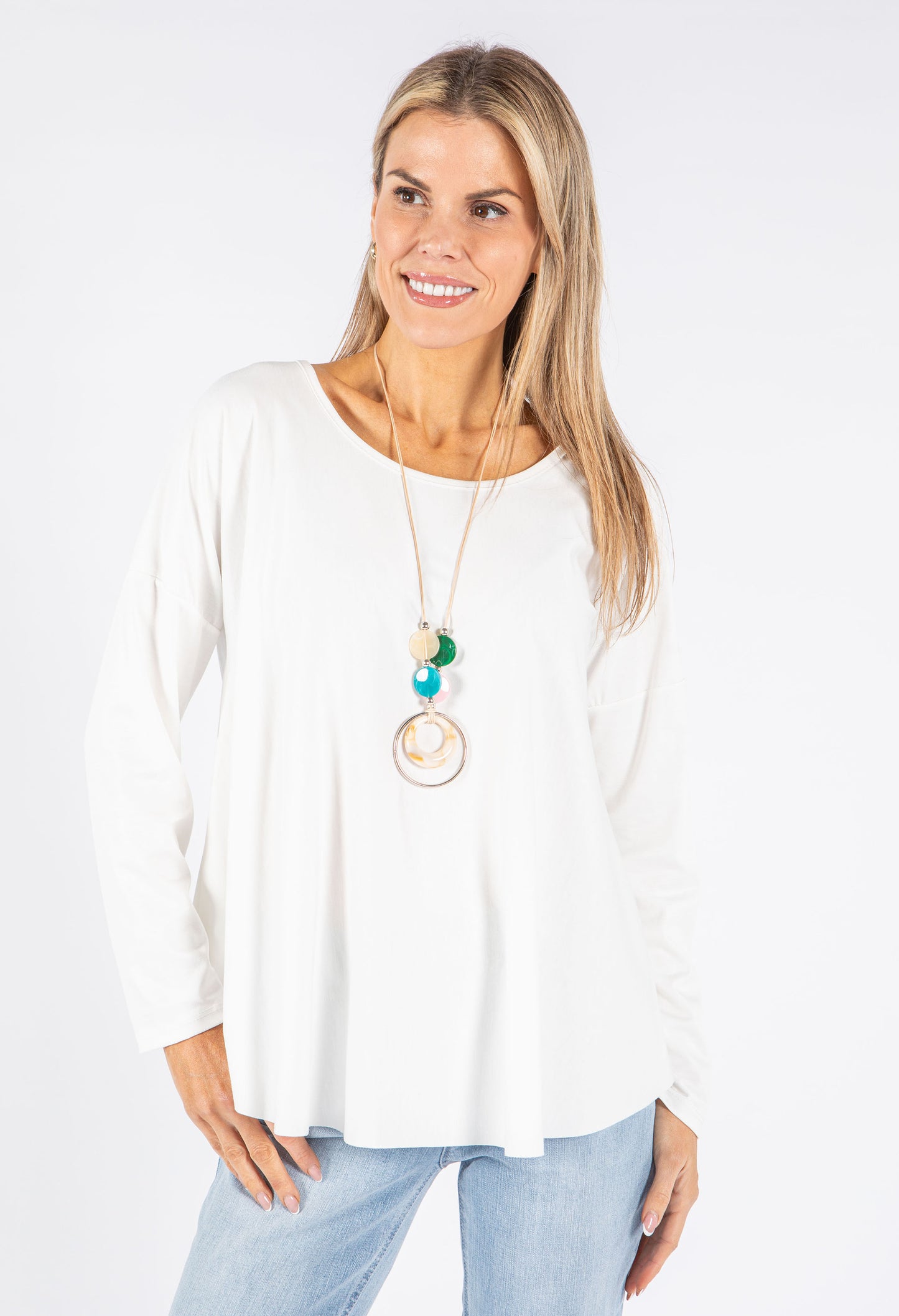 Soft Sleeve Top with Necklace