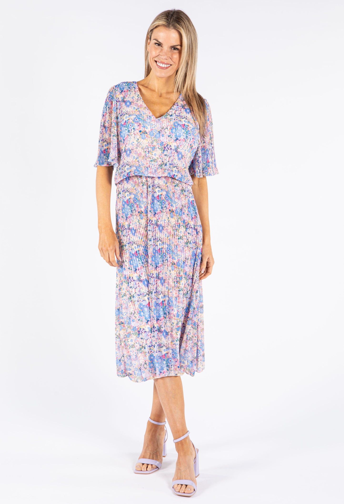 Floral Plisse Pop Over Dress