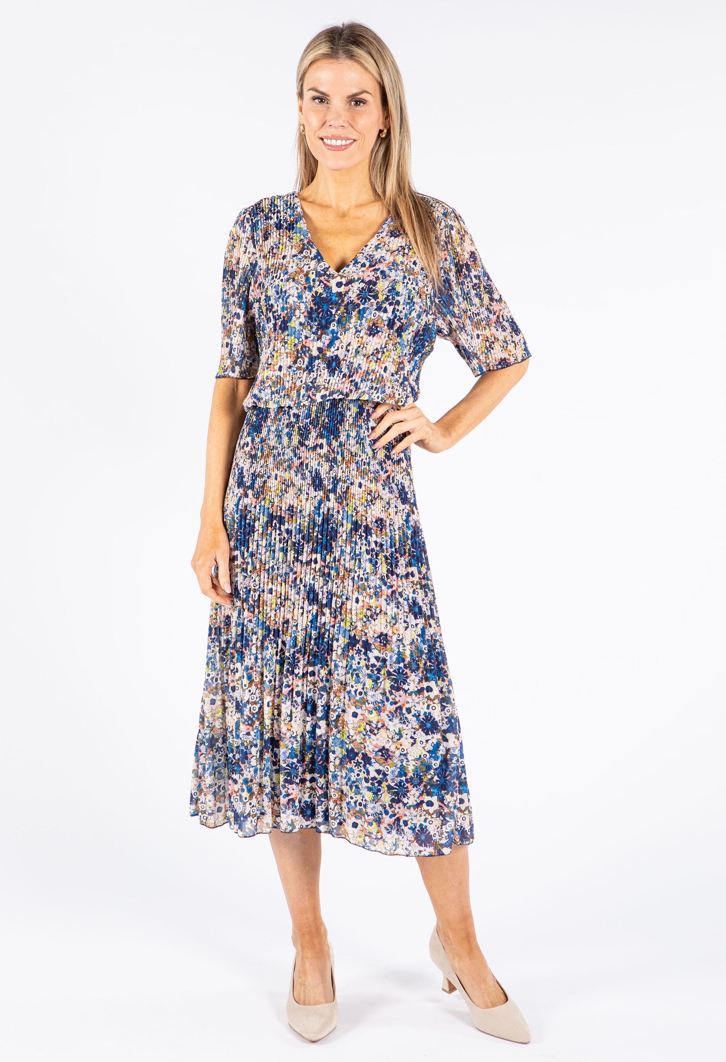 Floral Plisse Pop Over Dress