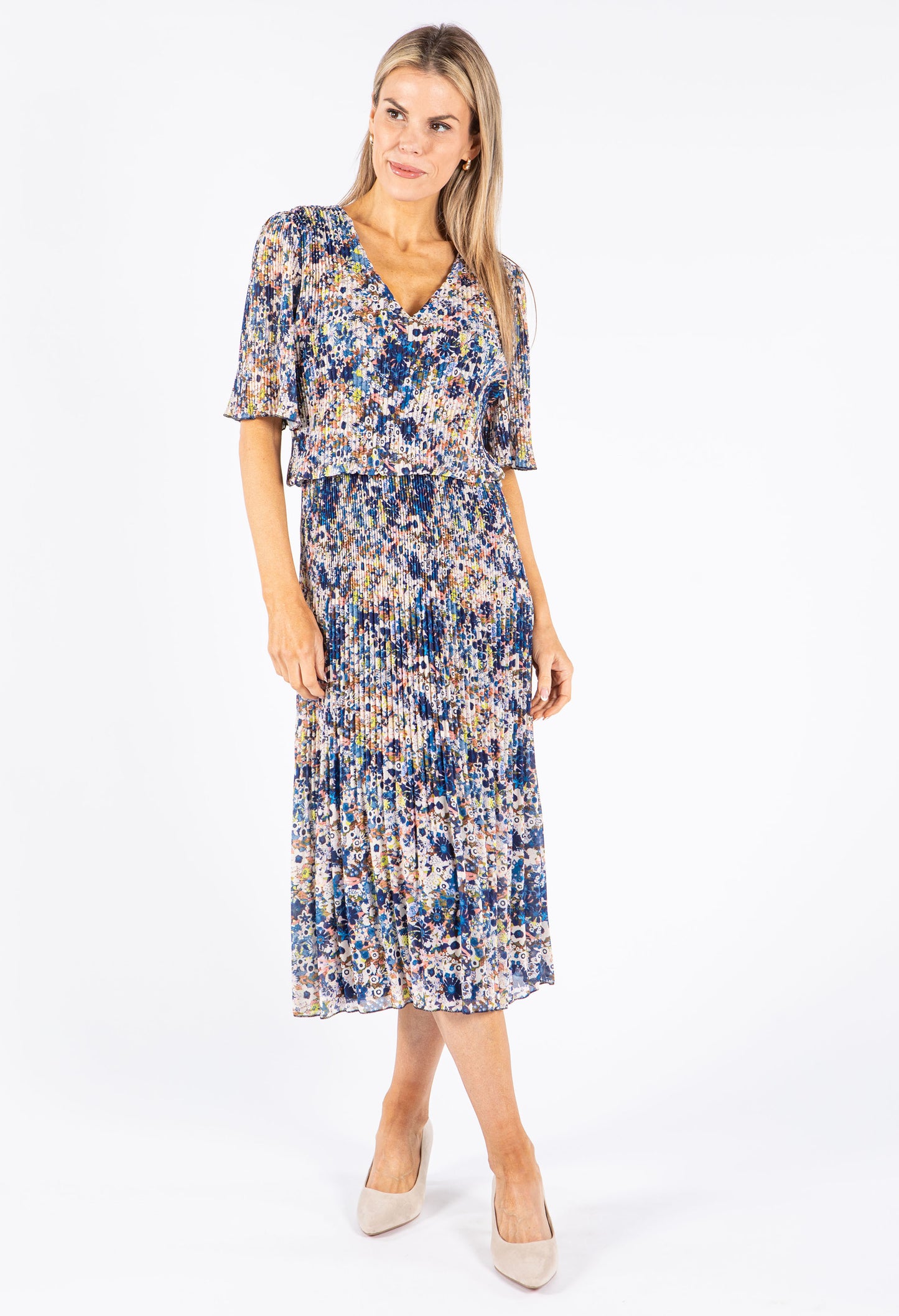 Floral Plisse Pop Over Dress