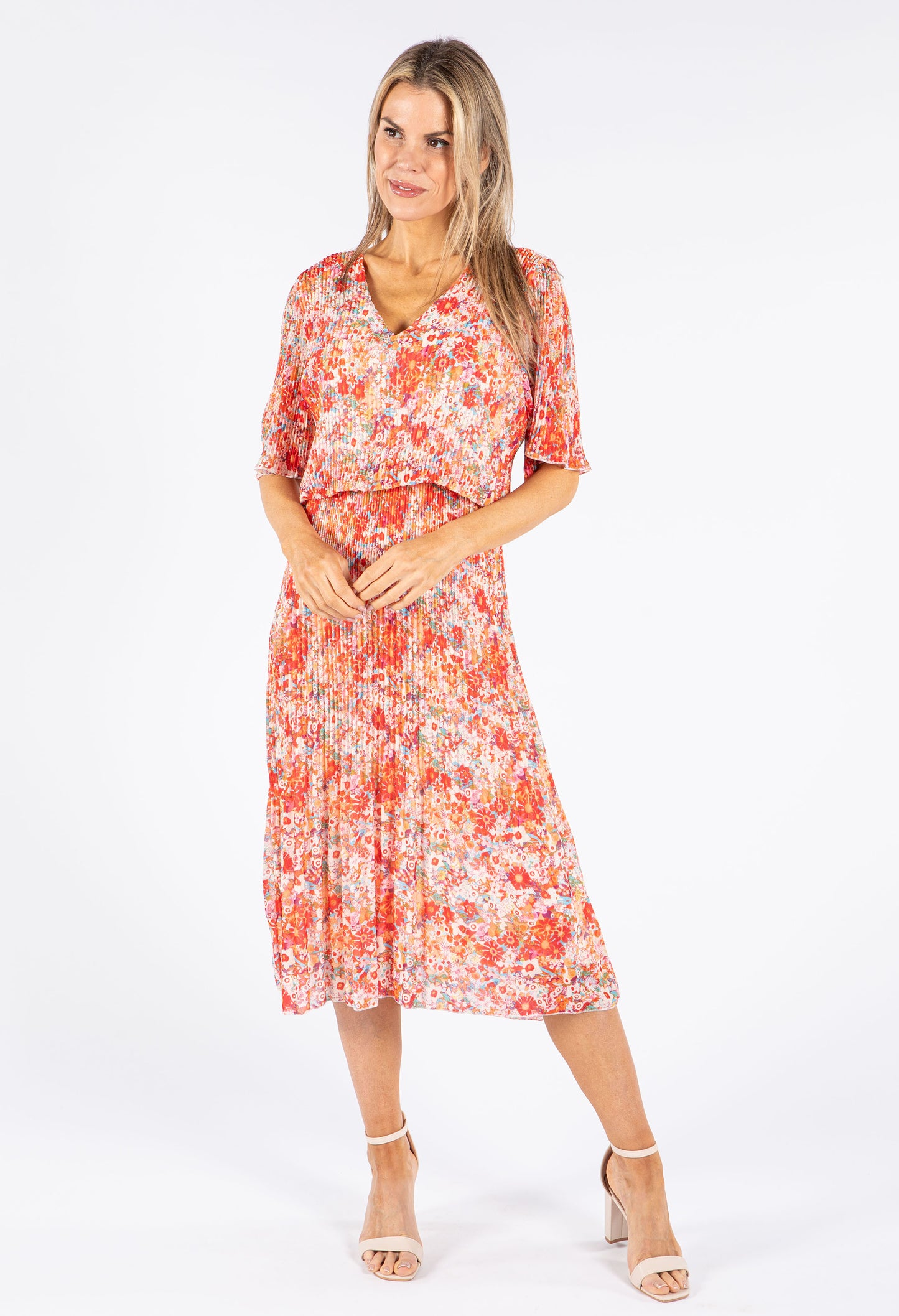 Floral Plisse Pop Over Dress