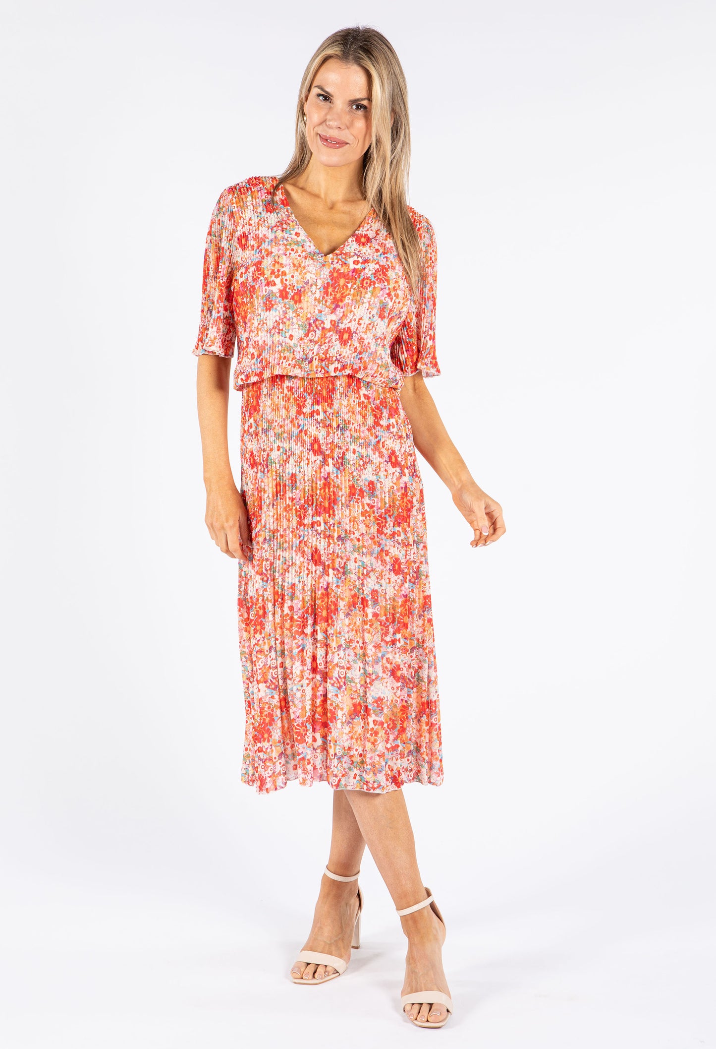 Floral Plisse Pop Over Dress