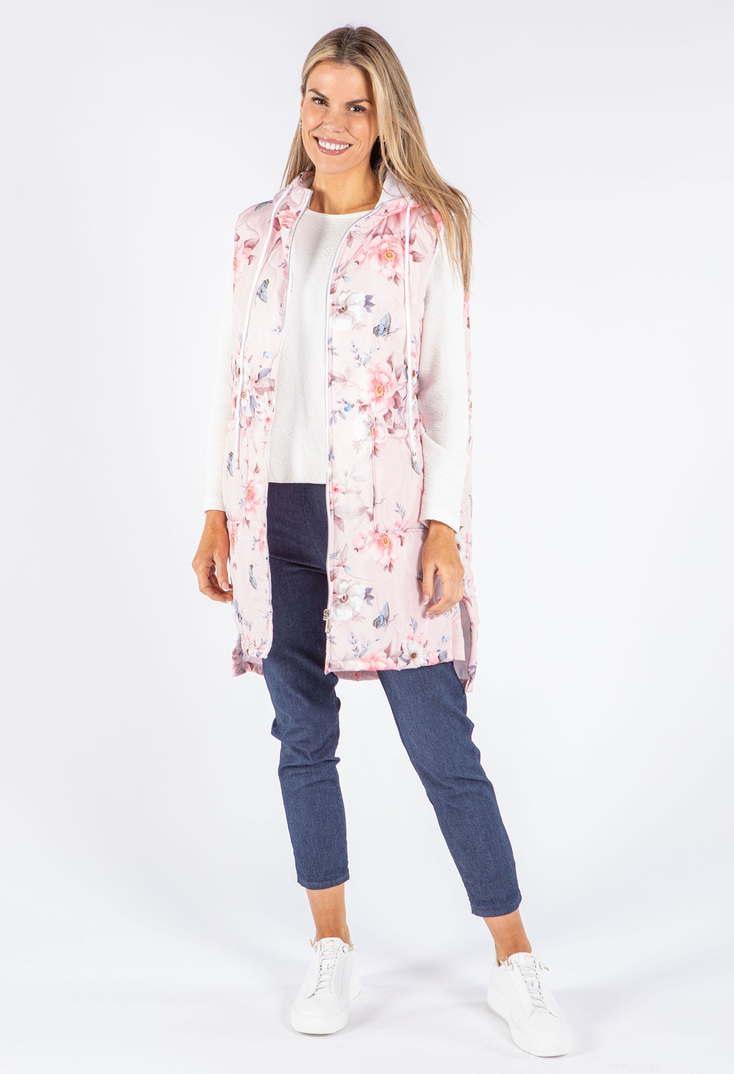 Longline Floral Print Gilet