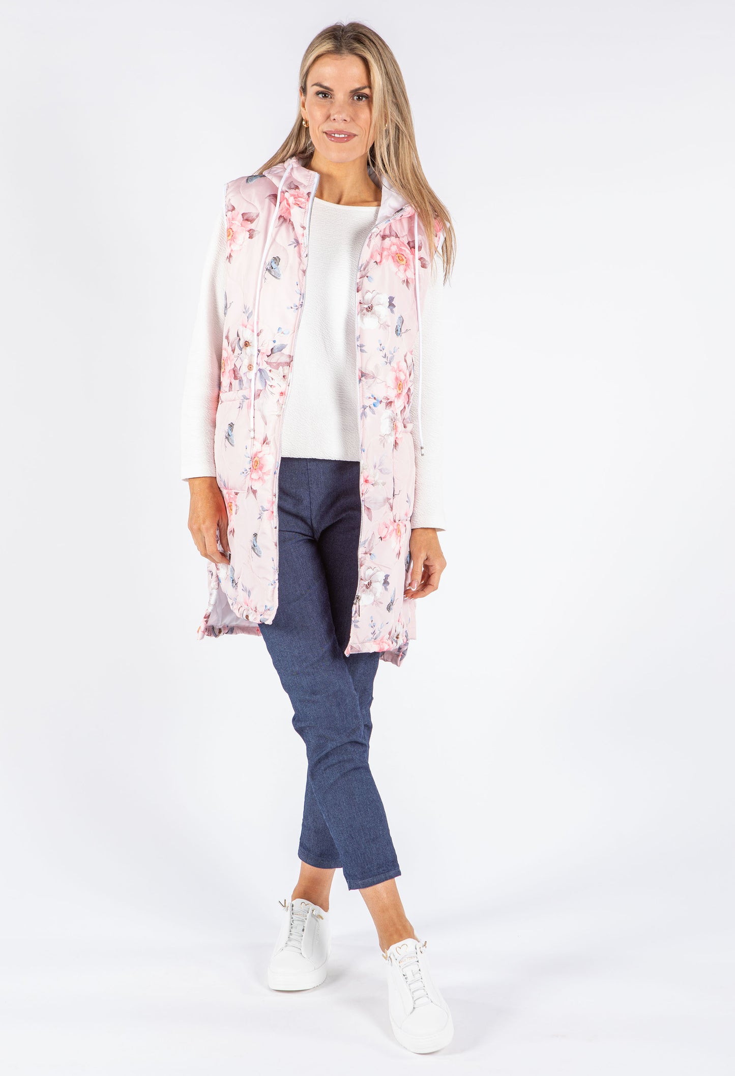 Longline Floral Print Gilet