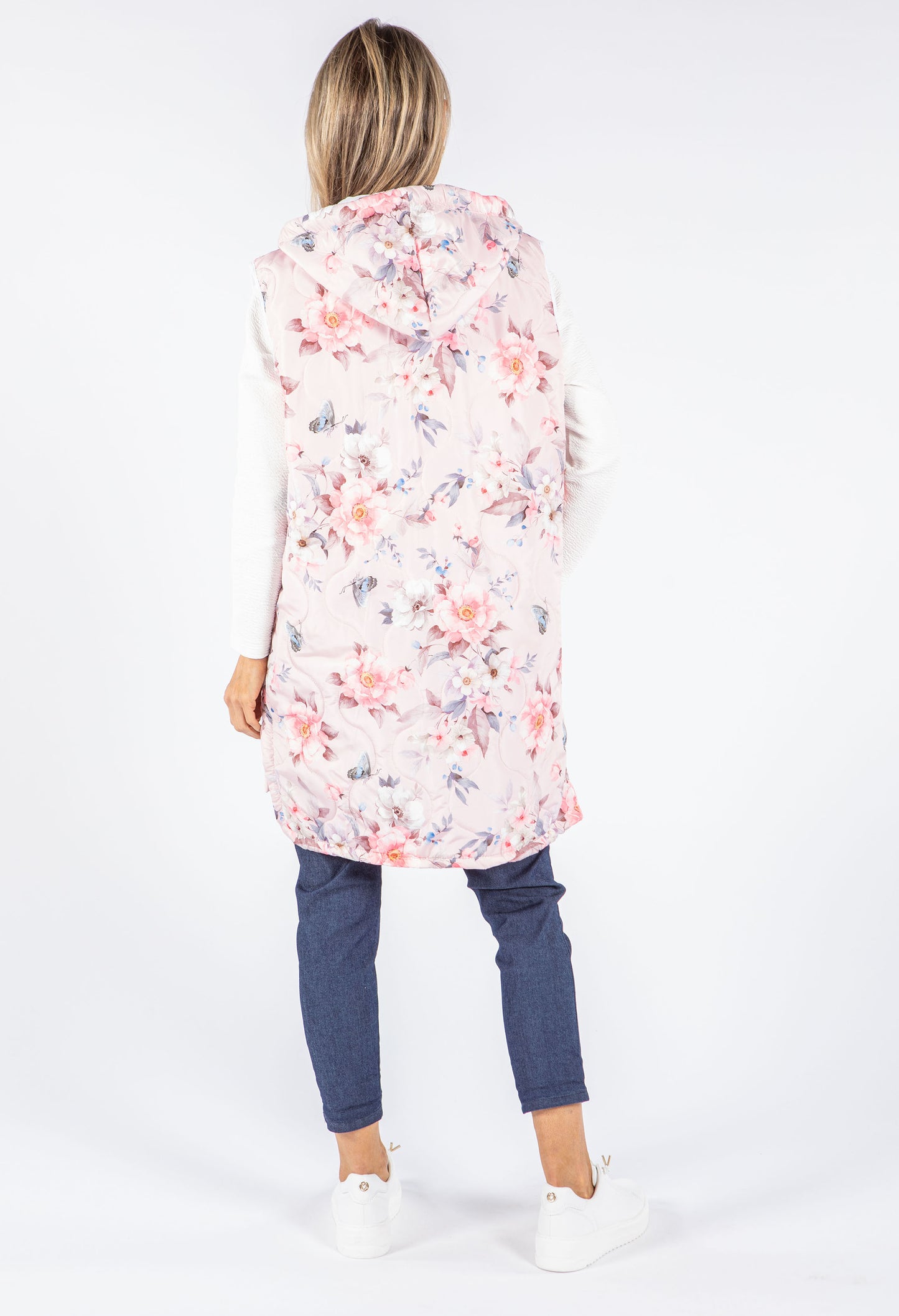 Longline Floral Print Gilet