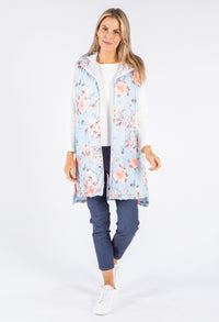 Longline Floral Print Gilet