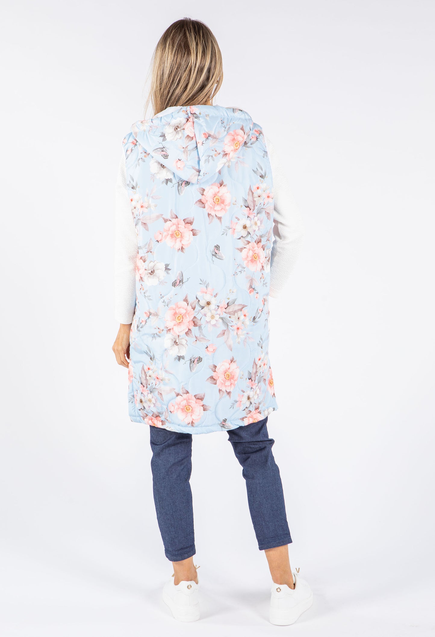 Longline Floral Print Gilet