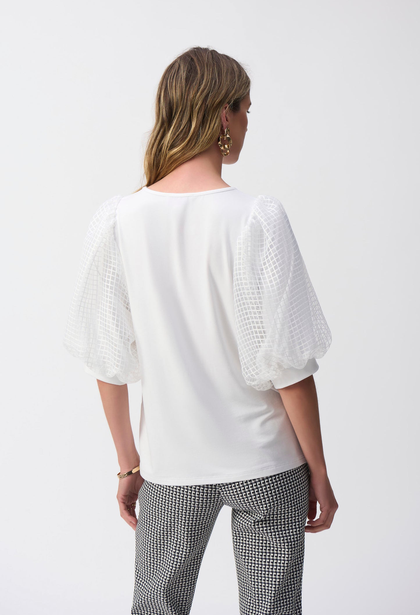 Sheer Puff Sleeve Pullover