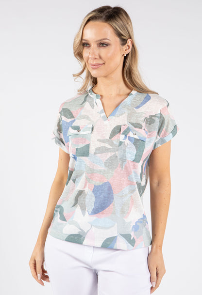 Front Pocket Printed Top