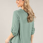 V-Neck Rolled Sleeve Blouse