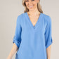 V-Neck Rolled Sleeve Blouse