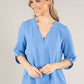 V-Neck Rolled Sleeve Blouse