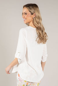 V-Neck Rolled Sleeve Blouse