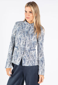 Paisley Print Structured Buttoned Jacket