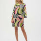 Satin Retro Print Straight Dress