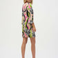 Satin Retro Print Straight Dress