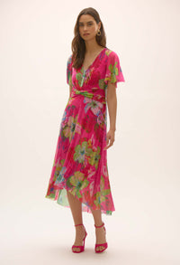 Floral V-neck Wrap Dress