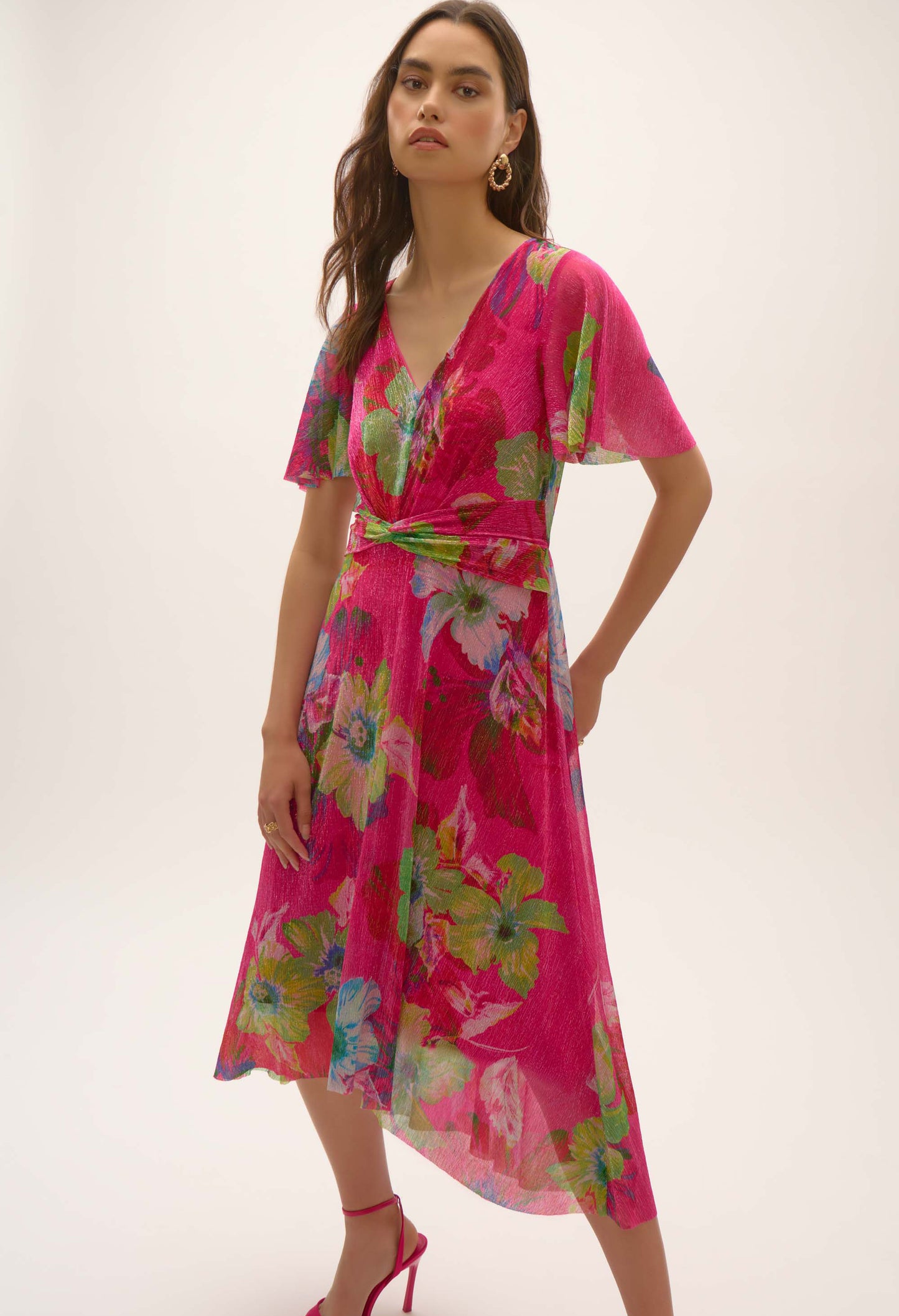 Floral V-neck Wrap Dress