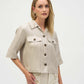 Foiled Linen Blend Short Sleeve Boxy Jacket