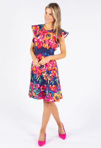 Frill Sleeve Floral Midi Dress