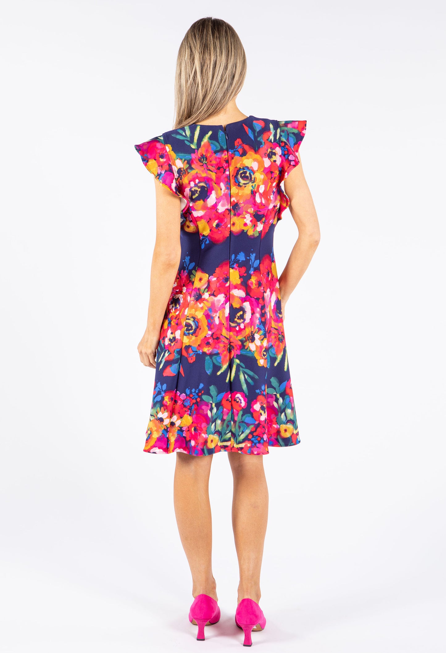 Frill Sleeve Floral Midi Dress