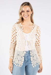 Tie Front Crochet Cardigan