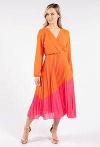 Colour Block Wrap Dress