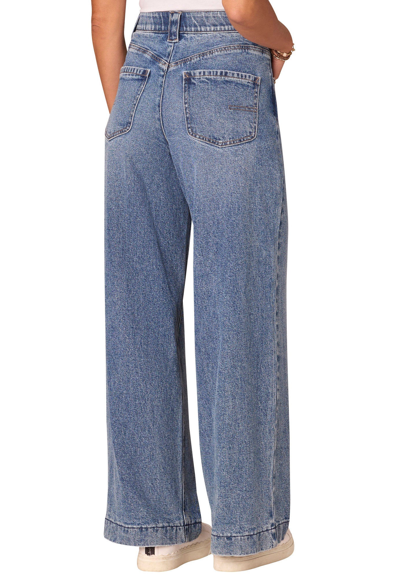 "Ab"solution Skyrise Drawstring Waistband Wide Leg Jeans