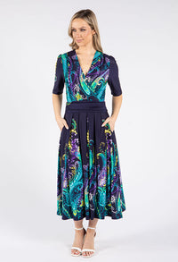 Paisley Print Midi Wrap Dress