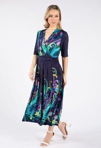 Paisley Print Midi Wrap Dress