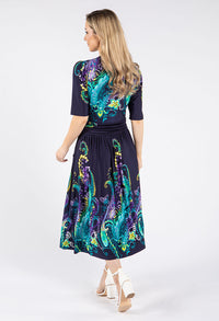 Paisley Print Midi Wrap Dress