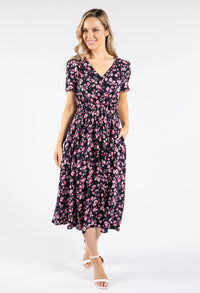 Floral Buttoned Midi Dress