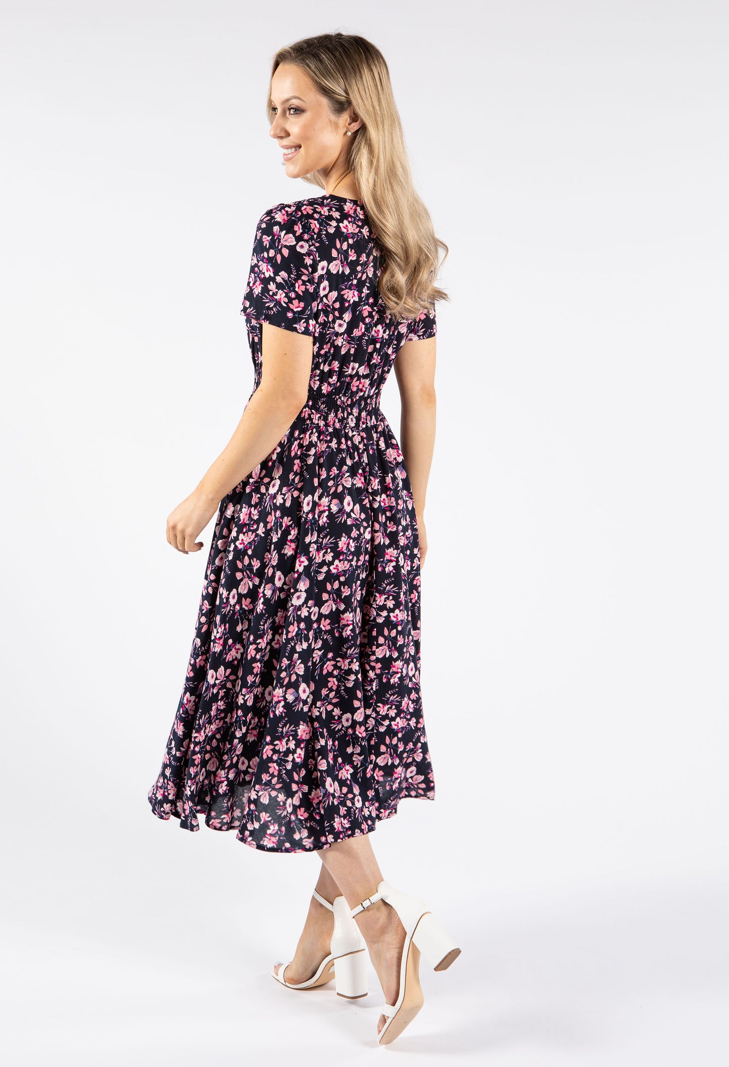 Floral Buttoned Midi Dress